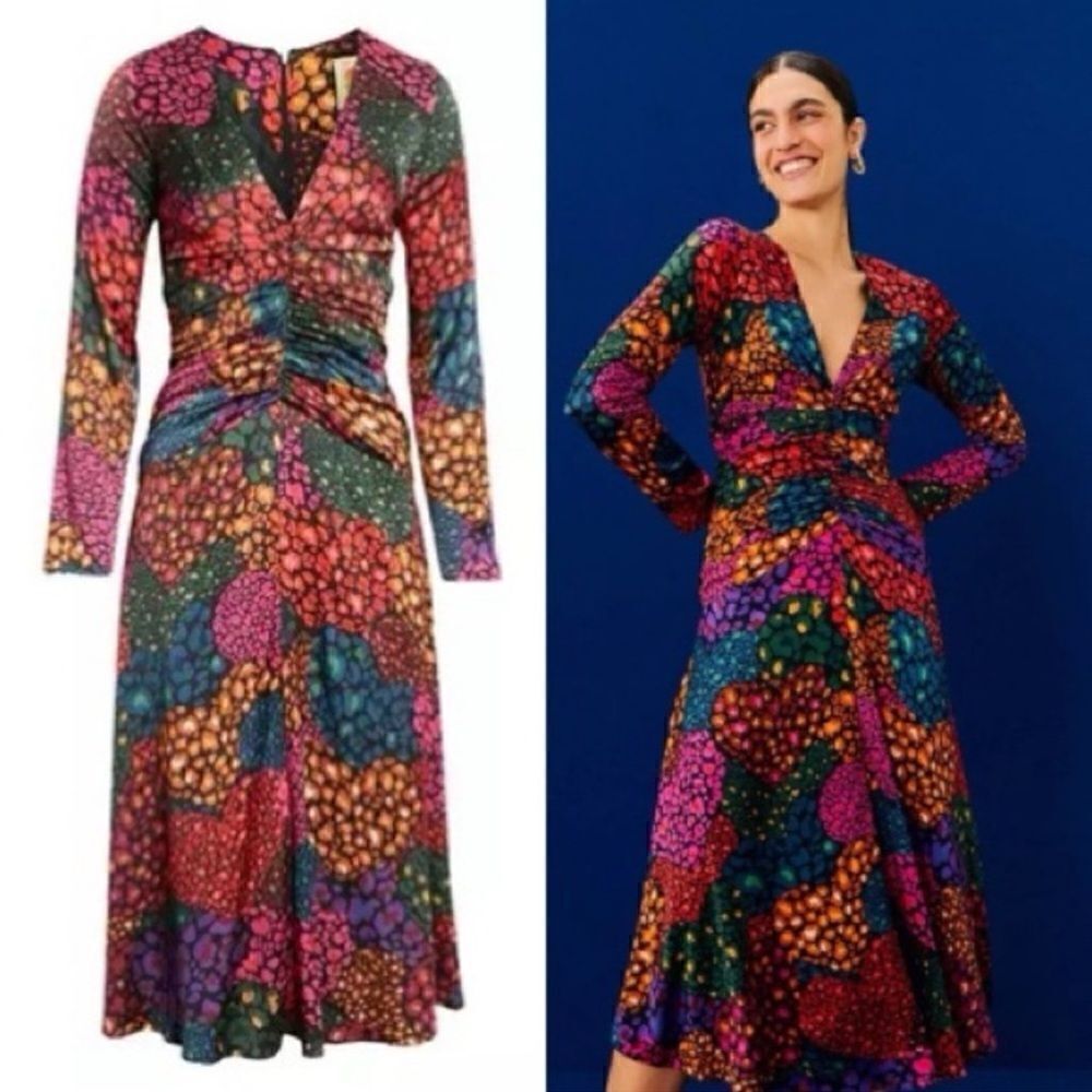 Farm Rio Rainbow Hearts Midi Dress Size S - Picture 9 of 10